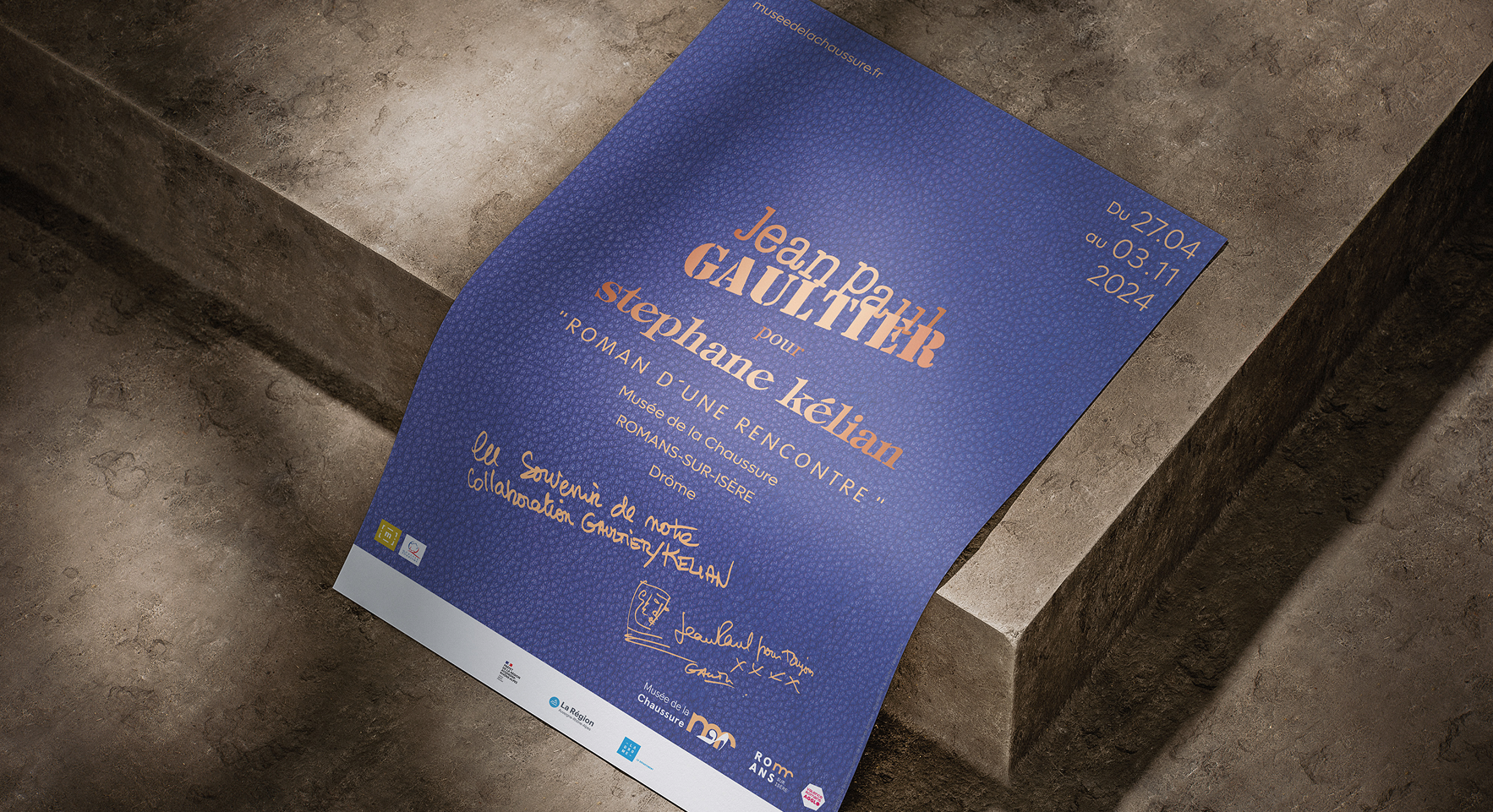 affiche Jean Paul Gaultier pour Stéphane Kélian création par Alicia Pioche desginer graphique à Valence
